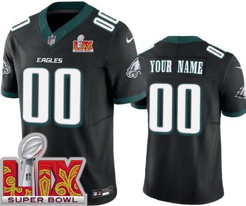 Philadelphia Eagles Customized Limited Black Super Bowl LIX FUSE Vapor Jersey