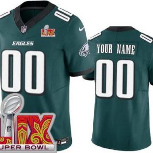 Philadelphia Eagles Customized Limited Green Super Bowl LIX FUSE Vapor Jersey
