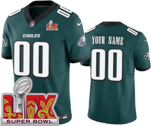 Philadelphia Eagles Customized Limited Green Super Bowl LIX FUSE Vapor Jersey