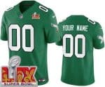 Philadelphia Eagles Customized Limited Kelly Green Super Bowl LIX FUSE Vapor Jersey