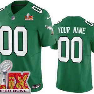 Philadelphia Eagles Customized Limited Kelly Green Super Bowl LIX FUSE Vapor Jersey