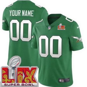 Philadelphia Eagles Customized Limited Kelly Green Super Bowl LIX Vapor Jersey