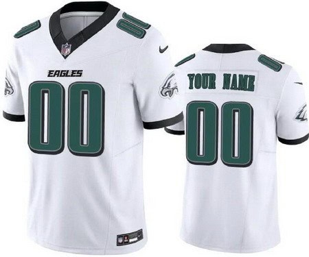 Philadelphia Eagles Customized Limited White 2024 New Logo FUSE Vapor Jersey