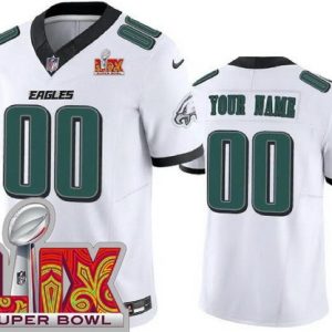 Philadelphia Eagles Customized Limited White Super Bowl LIX FUSE Vapor Jersey