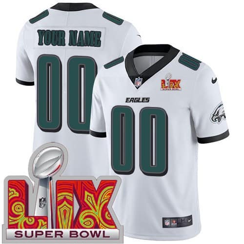 Philadelphia Eagles Customized Limited White Super Bowl LIX Vapor Jersey