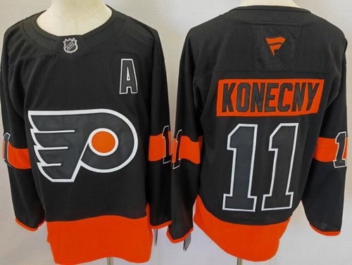Philadelphia Flyers #11 Travis Konecny Black Authentic Jersey