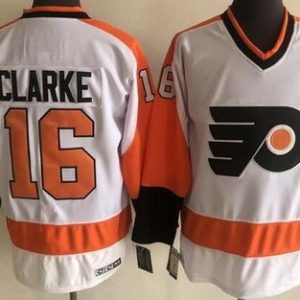 Philadelphia Flyers #16 Bobby Clarke White CCM Throwback Jersey