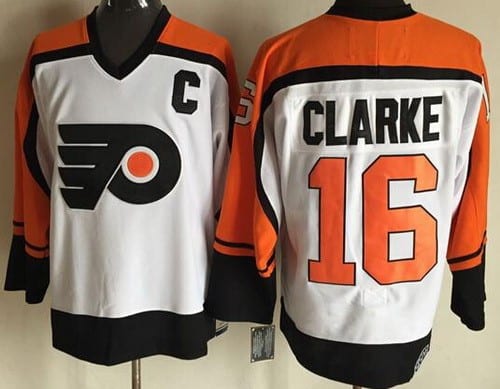 Philadelphia Flyers #16 Bobby Clarke White Throwback Jersey