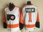 Philadelphia Flyers #1 Bernie Parent White Throwback Jersey