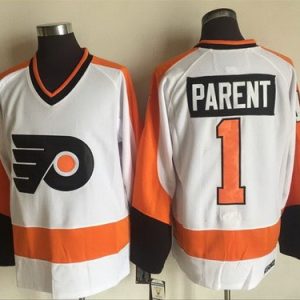 Philadelphia Flyers #1 Bernie Parent White Throwback Jersey