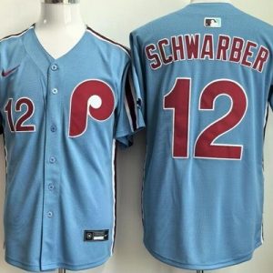 Philadelphia Phillies #12 Kyle Schwarber Light Blue Cool Base Jersey