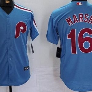 Philadelphia Phillies #16 Brandon Marsh Light Blue Cool Base Jersey