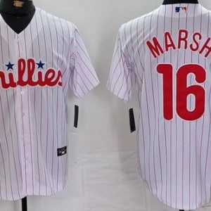 Philadelphia Phillies #16 Brandon Marsh White Cool Base Jersey
