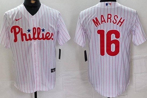 Philadelphia Phillies #16 Brandon Marsh White Cool Base Jersey