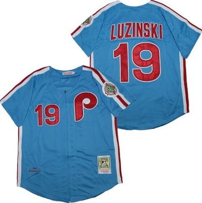 Philadelphia Phillies #19 Greg Luzinski Blue 1980 Throwback Jersey