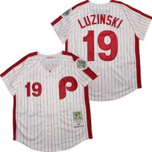 Philadelphia Phillies #19 Greg Luzinski White 1980 Throwback Jersey