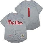 Philadelphia Phillies #1 Richie Ashburn Gray 1950 Throwback Jersey