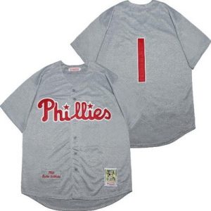Philadelphia Phillies #1 Richie Ashburn Gray 1950 Throwback Jersey