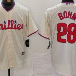 Philadelphia Phillies #28 Alec Bohm Cream Cool Base Jersey