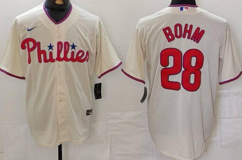 Philadelphia Phillies #28 Alec Bohm Cream Cool Base Jersey