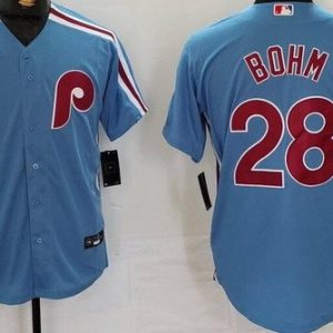 Philadelphia Phillies #28 Alec Bohm Light Blue Cool Base Jersey