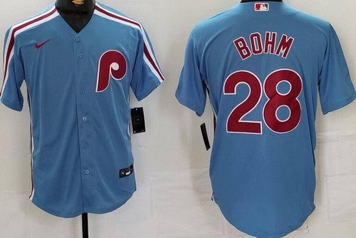 Philadelphia Phillies #28 Alec Bohm Light Blue Cool Base Jersey