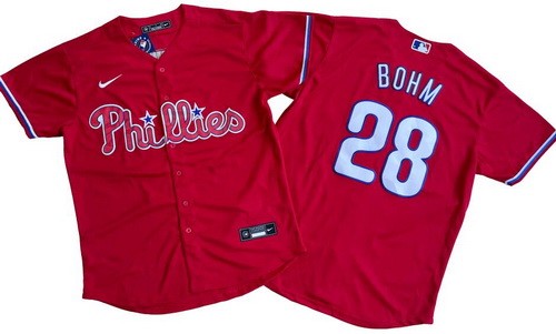 Philadelphia Phillies #28 Alec Bohm Red Cool Base Jersey