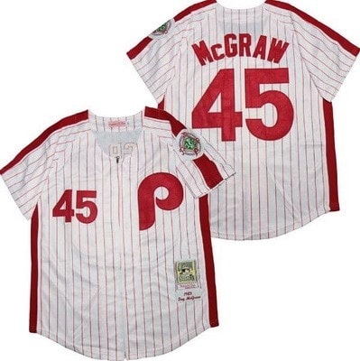 Philadelphia Phillies #45 Tug McGraw White 1983 Throwback Jersey
