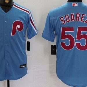 Philadelphia Phillies #55 Ranger Suarez Light Blue Cool Base Jersey