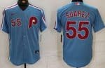 Philadelphia Phillies #55 Ranger Suarez Light Blue Player Number Cool Base Jersey