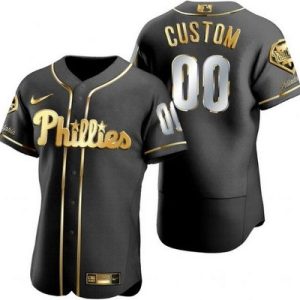 Philadelphia Phillies Customized Black Gold Authentic Jersey