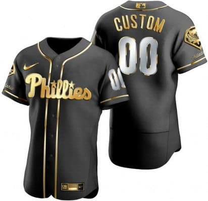 Philadelphia Phillies Customized Black Gold Authentic Jersey
