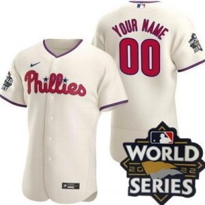 Philadelphia Phillies Customized Cream 2022 World Series Authentic Jersey