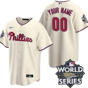 Philadelphia Phillies Customized Cream 2022 World Series Cool Base Jersey