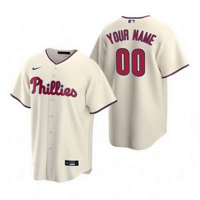Philadelphia Phillies Customized Cream Alternate 2020 Cool Base Jersey