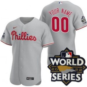 Philadelphia Phillies Customized Gray 2022 World Series Authentic Jersey