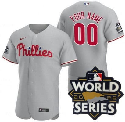 Philadelphia Phillies Customized Gray 2022 World Series Authentic Jersey