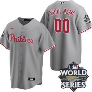 Philadelphia Phillies Customized Gray 2022 World Series Cool Base Jersey