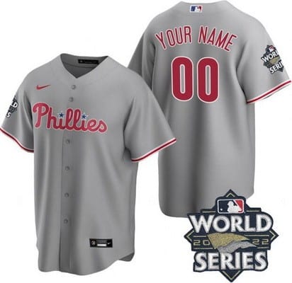 Philadelphia Phillies Customized Gray 2022 World Series Cool Base Jersey