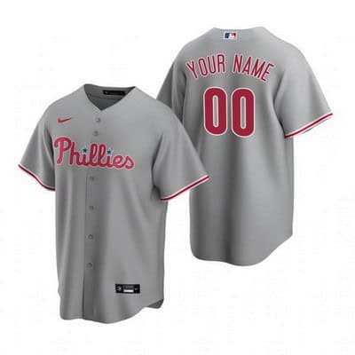 Philadelphia Phillies Customized Gray Road 2020 Cool Base Jersey