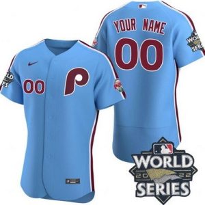 Philadelphia Phillies Customized Light Blue 2022 World Series Authentic Jersey