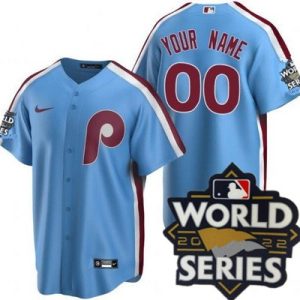 Philadelphia Phillies Customized Light Blue 2022 World Series Cool Base Jersey