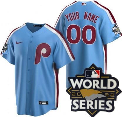 Philadelphia Phillies Customized Light Blue 2022 World Series Cool Base Jersey