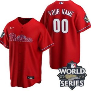 Philadelphia Phillies Customized Red 2022 World Series Cool Base Jersey