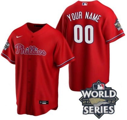 Philadelphia Phillies Customized Red 2022 World Series Cool Base Jersey