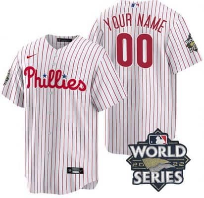 Philadelphia Phillies Customized White 2022 World Series Cool Base Jersey