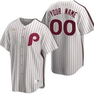 Philadelphia Phillies Customized White Cooperstown Collection Cool Base Jersey