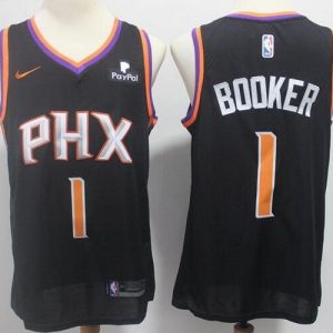 Phoenix Suns #1 Devin Booker Black Icon Sponsor Swingman Jersey