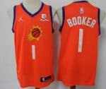 Phoenix Suns #1 Devin Booker Orange Statement Icon Sponsor Swingman Jersey