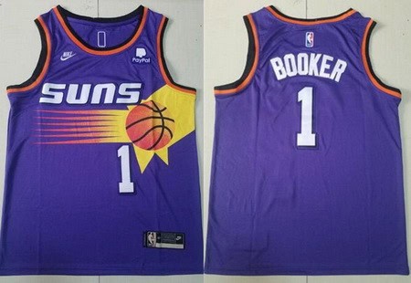 Phoenix Suns #1 Devin Booker Purple Classic Icon Sponsor Swingman Jersey